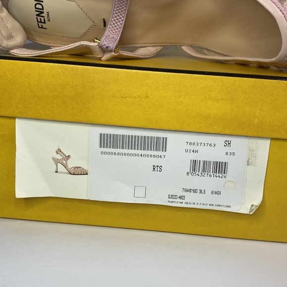 New Authentic FENDI leather and mesh high-heeled slingbacks Size US 6.5 - Picture 13 of 13